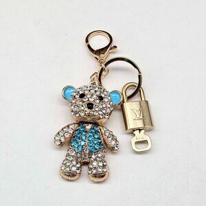 Authentic Louis Vuitton Gold Lock 🔒 Unbranded Teddy Bear Keychain Bag Charm LV